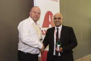John Zollo of Kilburn Smash Repairs SA receives his Axalta Sustainability Award from Stan Willmott General Manager, Axalta
